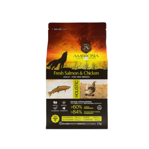 Ambrosia Grain Free Adult Mini Chicken-Salmon 6kg