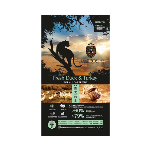 Ambrosia Grain Free Cat Adult Sterilized Fresh Duck and Turkey 1,5Kg