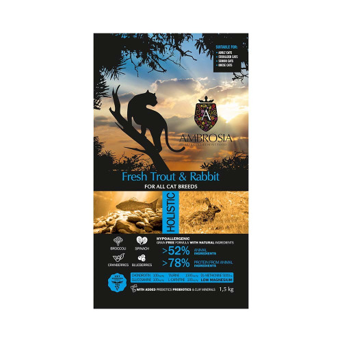 Ambrosia Grain Free Cat Adult Sterilized Fresh Trout and Rabbit 5kg