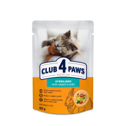CLUB4PAWS Sterilized Κουνέλι σε ζελέ 80gr