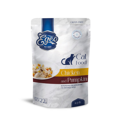 EGEO Cat Adult Κοτόπουλο-Κολοκύθα σε ζελέ 85gr