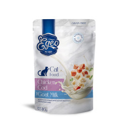 EGEO Cat Adult Κοτόπουλο-Μπακαλιάρος-Κατσικίσιο Γάλα 85gr