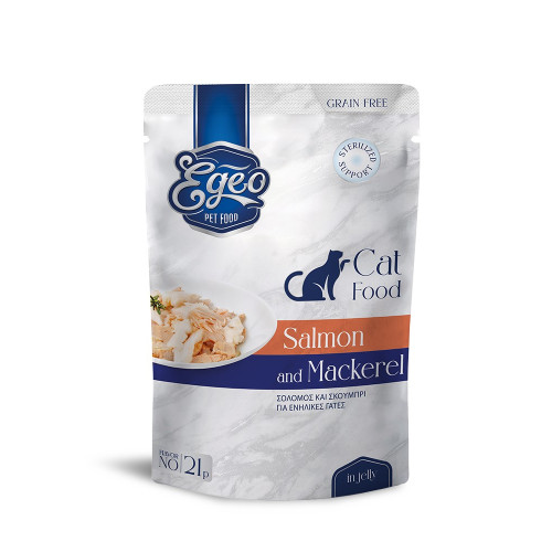 EGEO Cat Adult Σολομός-Σκουμπρί σε ζελέ 85gr