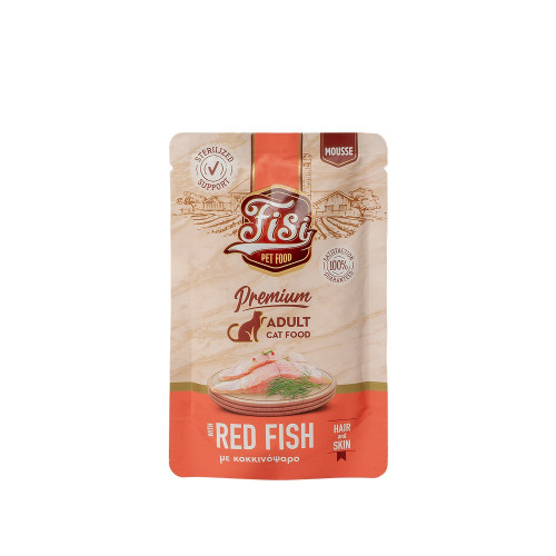 FISI CAT ADULT ΜΟΥΣ ΚΟΚΚΙΝΟΨΑΡΟ HAIR-SKIN 80gr FISI CAT ADULT ΜΟΥΣ ΚΟΚΚΙΝΟΨΑΡΟ HAIR-SKIN 80gr