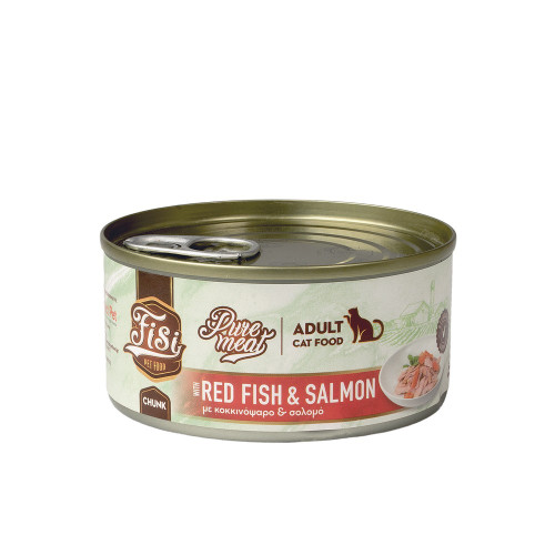 FISI PURE MEAT CAT ADULT ΚΟΚΚΙΝΟΨΑΡΟ-ΣΟΛΩΜΟ 170gr