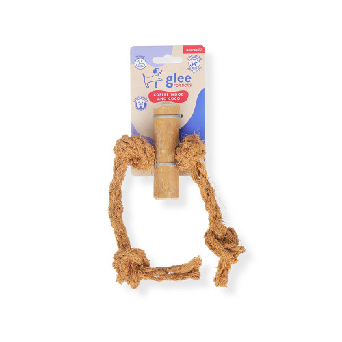 GLEE ΠΑΙΧΝΙΔΙ ΣΚΥΛΟΥ COFFEE WOOD STICK WITH COCO ROPE CHEW S 40cm
