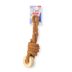 GLEE ΠΑΙΧΝΙΔΙ ΣΚΥΛΟΥ COFFEE WOOD TYRE WITH COCO ROPE CHEW 38cm