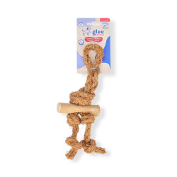 GLEE ΠΑΙΧΝΙΔΙ ΣΚΥΛΟΥ TWIN TUG COFFEE WOOD WITH COCO ROPE 30cm
