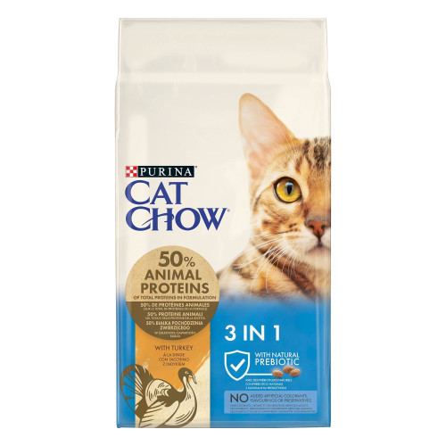 Cat Chow Feline 3 in 1 Γαλοπούλα 15Kg