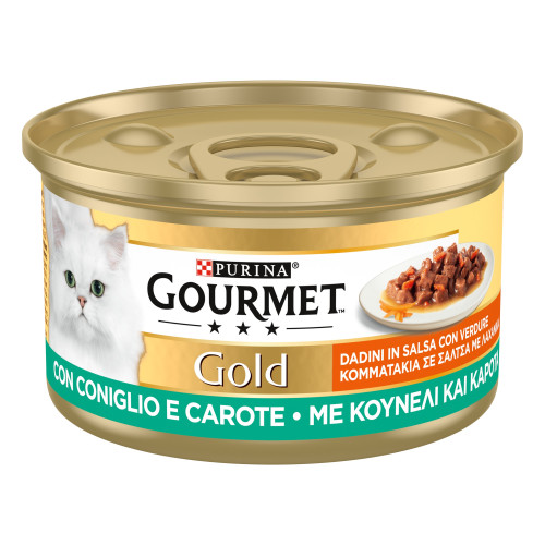 Purina Gourmet Gold Κομματάκια σε σάλτσα Κουνέλι & Καρότα 85gr