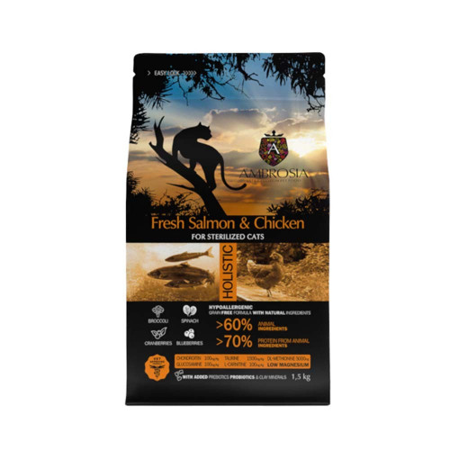Ambrosia Grain Free Adult-Sterilized Fresh Salmon-chicken 5kg