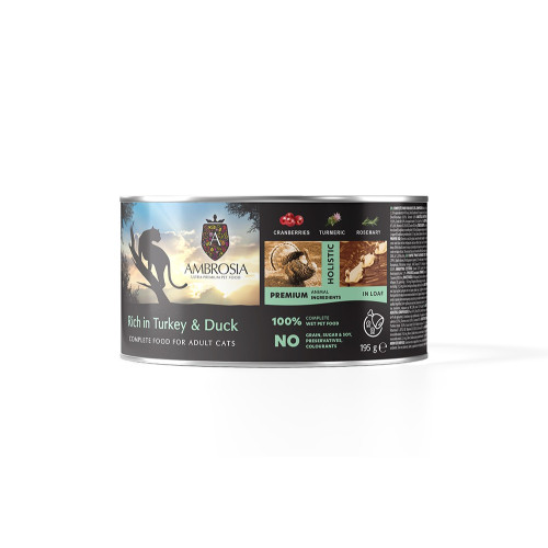 AMBROSIA WET FOOD CAT TURKEY-DUCK WITH CRANBERRIES 195gr AMBROSIA WET FOOD CAT TURKEY-DUCK WITH CRANBERRIES 195gr