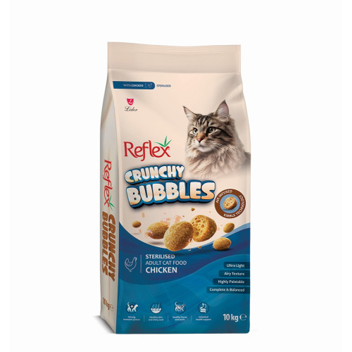 REFLEX CRUNCHY BUBBLE ADULT CAT STERILISED CHICKEN 10kg REFLEX CRUNCHY BUBBLE ADULT CAT STERILISED CHICKEN 10kg