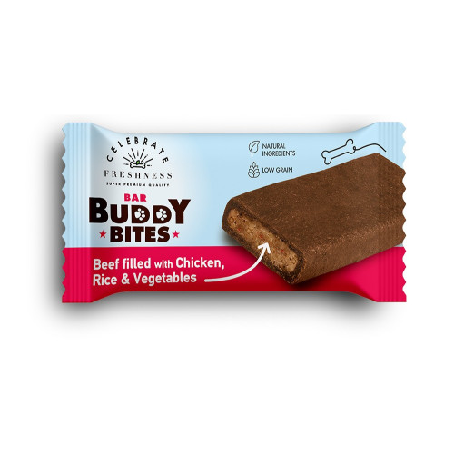 Λιχουδιά Celebrate Bar Buddy Bites Beef Filled with Chicken Rice and Vegetables 30gr Λιχουδιά Celebrate Bar Buddy Bites Beef Filled with Chicken Rice and Vegetables 30gr