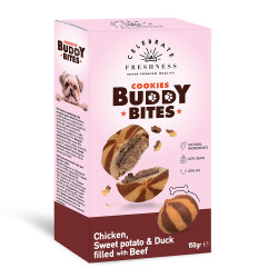 Λιχουδιά Celebrate Cookies Buddy Bites Chicken-Sweet Potato And Duck Filled with Beef 150gr
