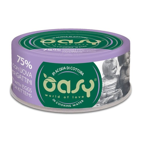 Κονσέρβα Oasy Κοτόπουλο Με Αυγά Για Γατάκια 70gr