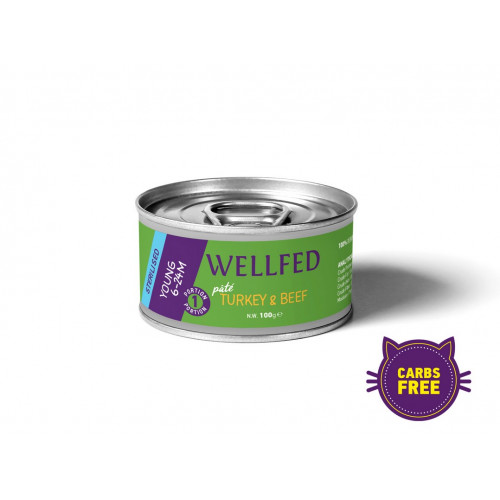 Wellfed-Young Sterilized Turkey & Beef 100gr