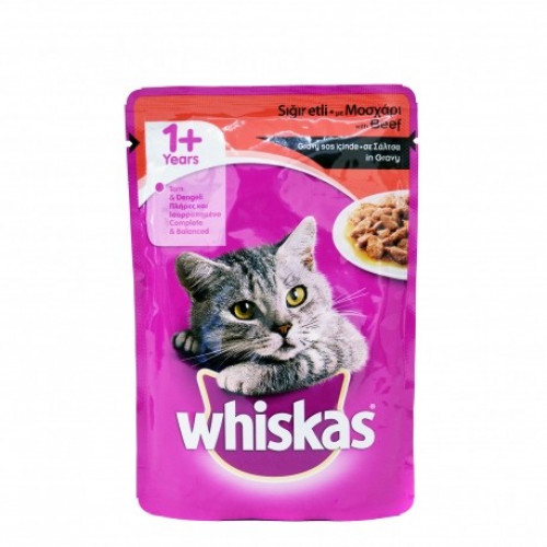 Whiskas Φακελάκι σε Σάλτσα Adult Μοσχάρι 100gr
