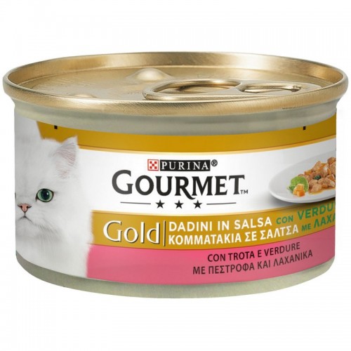 Purina Gourmet Gold Κομματάκια σε σάλτσα Πέστροφα & Λαχανικά 85gr Purina Gourmet Gold Κομματάκια σε σάλτσα Πέστροφα & Λαχανικά 85gr