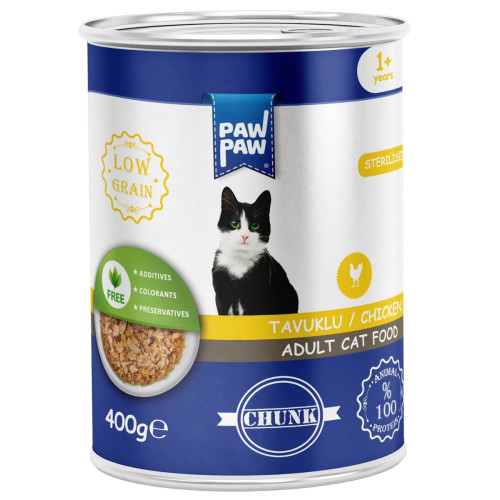 Pawpaw Low Grain 400gr για Στειρωμένες Γάτες με Κοτόπουλο