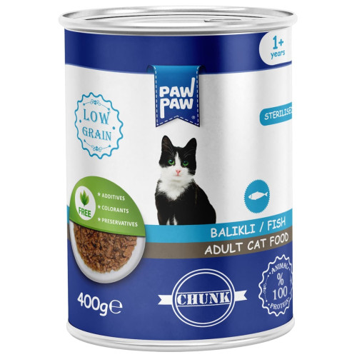 Pawpaw Low Grain 400gr για Στειρωμένες Γάτες με Ψάρι Pawpaw Low Grain 400gr για Στειρωμένες Γάτες με Ψάρι