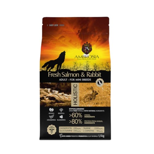 Ambrosia Grain Free Adult Salmon-Rabbit Mini Breeds 1.5kg Ambrosia Grain Free Adult Salmon-Rabbit Mini Breeds 1.5kg