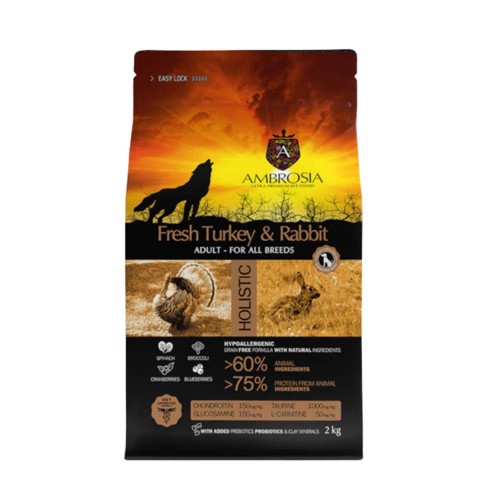 Ambrosia Grain Free Adult Sensitive Fresh Turkey-Rabbit 12kg Ambrosia Grain Free Adult Sensitive Fresh Turkey-Rabbit 12kg