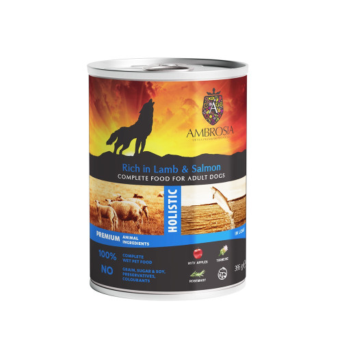 AMBROSIA WET FOOD ADULT DOG LAMB-SALMON WITH APPLES 395gr