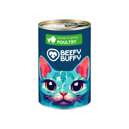 BEEFY BUFFY Cat Κομματάκια Πουλερικά 415γρ