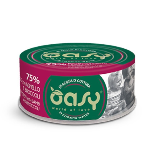 Κονσέρβα Oasy More Love Κοτόπουλο-Αρνί-Μπρόκολο 70gr