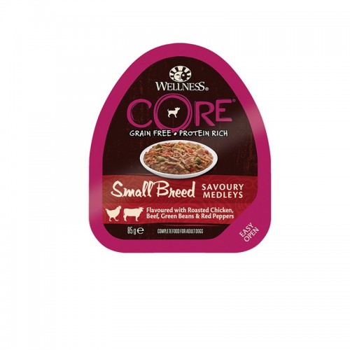Wellness Core Small Breed Savory Medleys Κοτόπουλο-Βοδινό-Αρακάς-Κόκκινες Πιπεριές 85gr Wellness Core Small Breed Savory Medleys Κοτόπουλο-Βοδινό-Αρακάς-Κόκκινες Πιπεριές 85gr