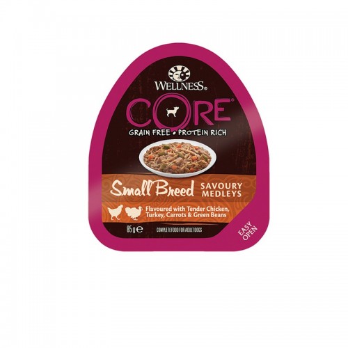 Wellness Core Small Breed Savory Medleys Κοτόπουλο-Γαλοπούλα-Καρότα-Αρακάς 85gr Wellness Core Small Breed Savory Medleys Κοτόπουλο-Γαλοπούλα-Καρότα-Αρακάς 85gr