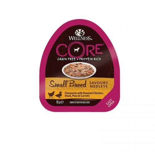 Wellness Core Small Breed Savory Medleys Κοτόπουλο-Πάπια-Αρακάς-Καρότα 85gr