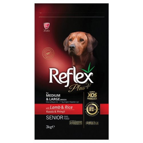 Reflex Plus Dog Food Senior Medium-Large Breeds Lamp 12kg
