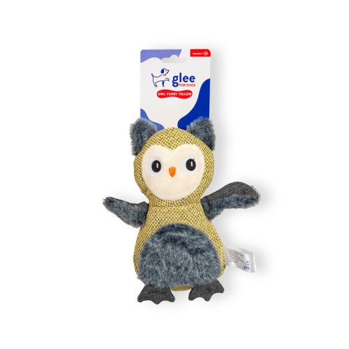 ΠΑΙΧΝΙΔΙ ΣΚΥΛΟΥ OWL FURRY BELLY ΚΙΤΡΙΝΟ SQUEAKΥ