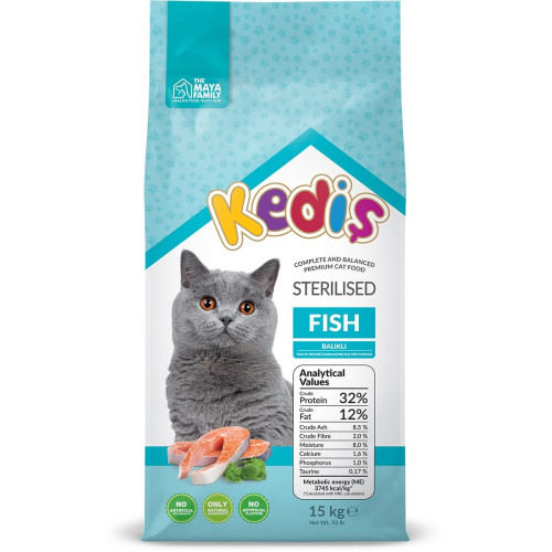 Kedis ξηρά τροφή για στειρωμένες γάτες με ψάρι 15kg